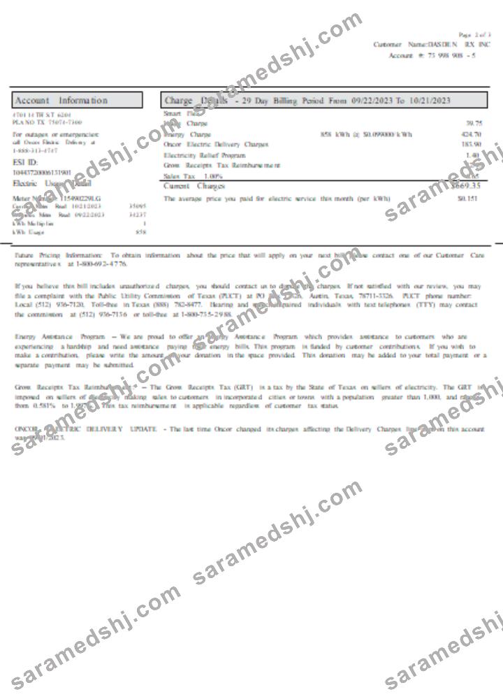Texas Cirro Energy utility business bill, page 2 , SCR